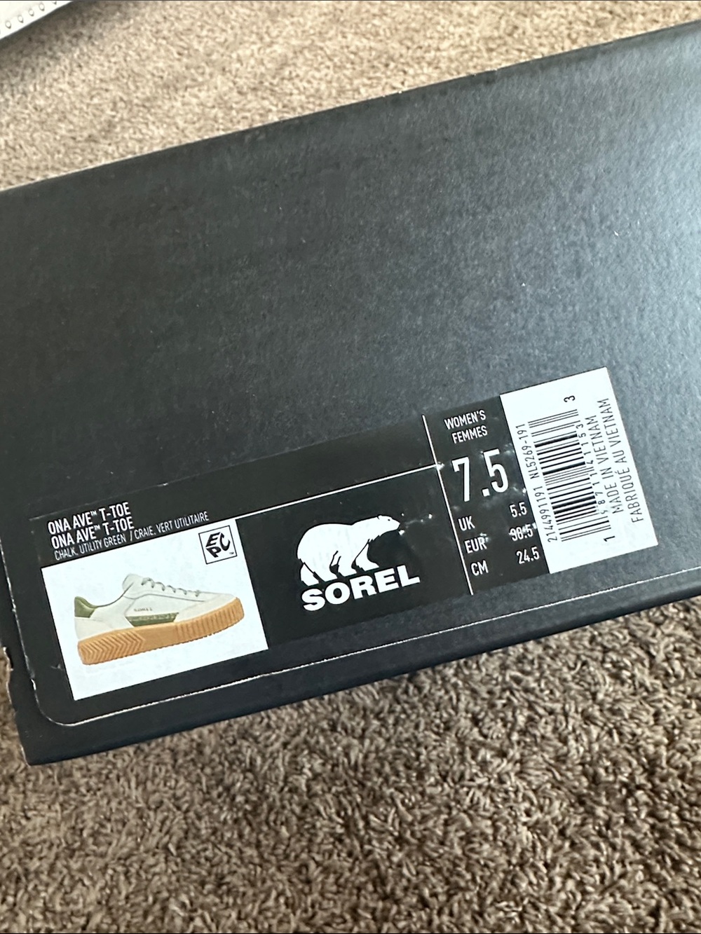 Sorel Cream & Olive Leather Low-Top Sneakers with Gum Sole - Picture 6 of 7